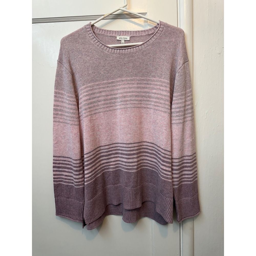 Ella Moss Womens Mauve Pink Ombre Striped Crewneck Sweater OJG-DL-001 Size L